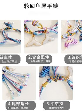 手工编织手搓棉手绳 diy唐卡手绳 轮回结手绳 半成品百搭手绳