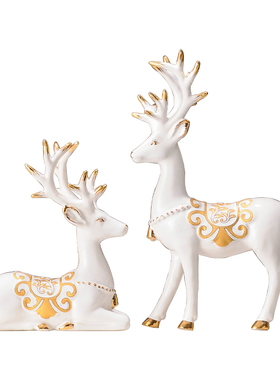 鹿摆件一对轻奢玄关客厅电视柜酒柜家居装饰品新房乔迁新居礼品