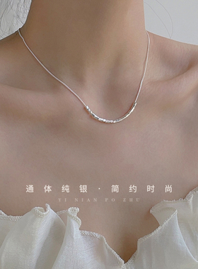 小众s925纯银小方块项链女小众设计简锁骨链2023年新款日韩简约风