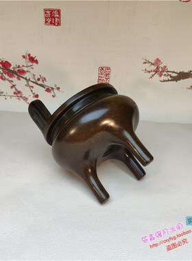 极速仿古纯铜薰盘香炉 直耳高三足缸式炉 室内家用供奉佛工艺品宣