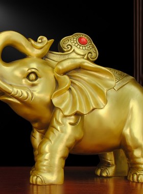 速发吸水如意大象摆件一对客厅招财进宝吉象如意客厅办公室装饰工