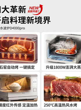 旗舰新品东芝水波炉d4000pro微蒸烤炸一体机家用微波炉轻奢款3.0