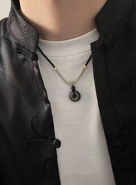 ACC 文雅气质中国风复古平安扣项链男高级感时尚日常男士吊坠配饰