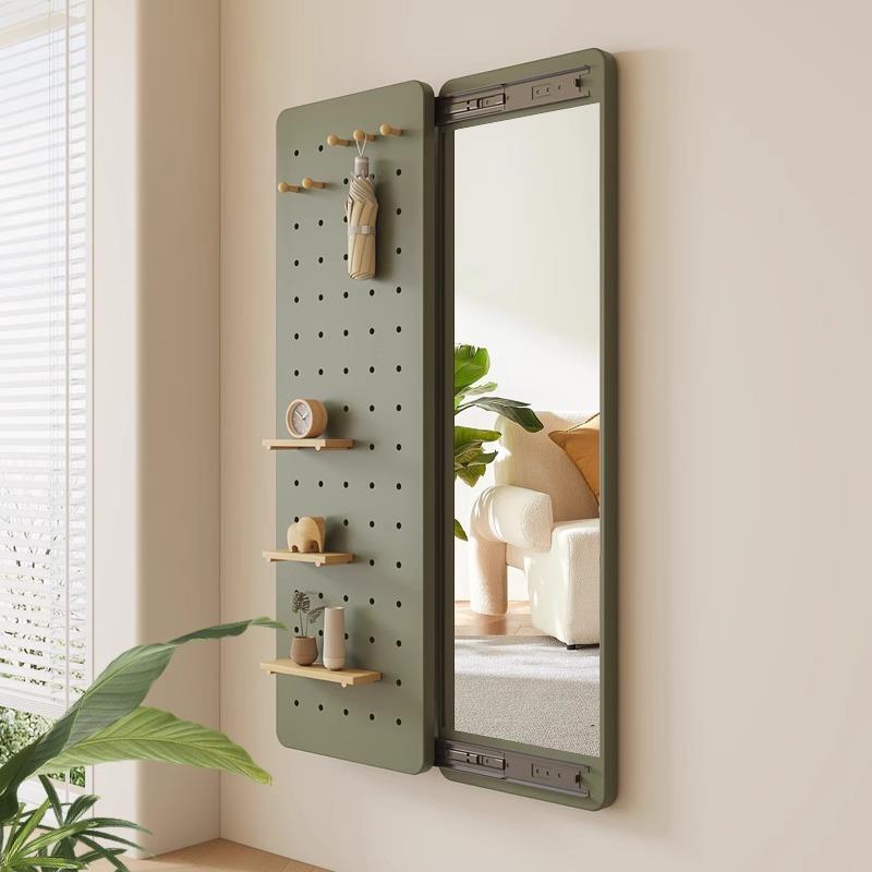 Contact mirror push-pull and close the hidden full-body mirror with the wall to cover the wall-mounted hole board and fitting mirror