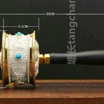 %Hand-cranked tumbler R Mini swivel zinc alloy Tibetan pendant Hand-cranked painted Tibetan simple wheel six-character runner