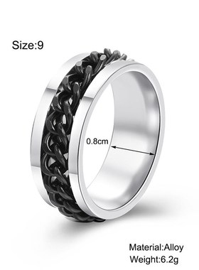 Titanium steel mens ring钛钢哑光链条双面可旋转男士戒指