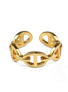 ~Chaoren pig nose ring winding geometric girl open ring eleg