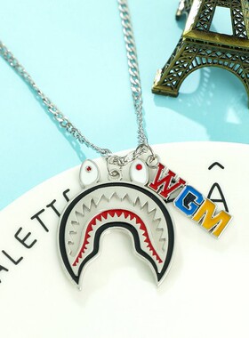 极速hiohip嘻哈男潮鲨鱼项链潮酷个性蹦迪吊坠大嘴怪坠子穿搭配饰