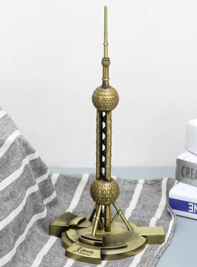 地标建筑上海东方明珠塔模型酒柜电视柜装饰品摆件金属工艺纪念品