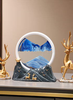 创意解压流沙画沙漏茶室摆件轻奢高档新中式家居酒柜电视柜装饰品