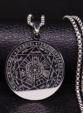 Seven Archangels Amulet Stainless Steel Necklaces Men Seal