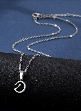 Simple Stainless Steel A-Z Letters Necklace Unisex 26
