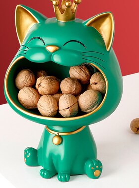 极速招财猫玄关钥匙收纳托盘摆件北欧轻奢乔迁新居结婚送新人礼品