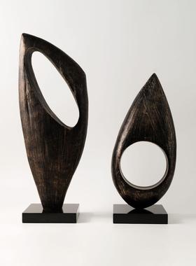 现代售楼处玄关雕塑艺术品样板房展厅酒店大堂前台抽象装饰摆件