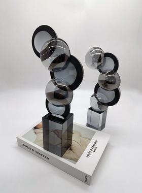 书架装饰软装现代简约黑色装饰品书镇样板房售楼处摆设客厅摆件