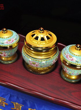 速发戒定真香香炉香粉盅托盘套装刺绣品家用盘龙迳达九天摆件三件
