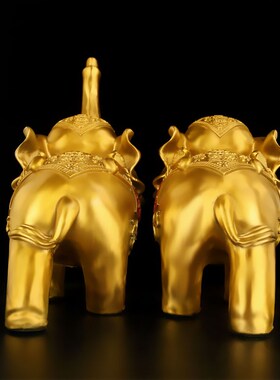 精选黄铜大象摆件一对铜象招客厅玄关财位吸水象特大号铜大象工艺