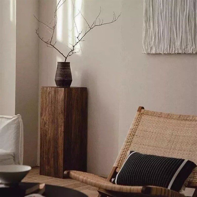 侘寂风实木碳化花架做旧底座沙发边几玄关展示柱复古民宿设计师,淘宝优惠券,粉丝福利购,淘宝优惠卷