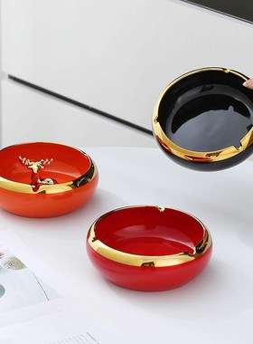 25款创意复古轻奢描金陶瓷x烟灰缸创意个性潮流家用客厅带盖防飞