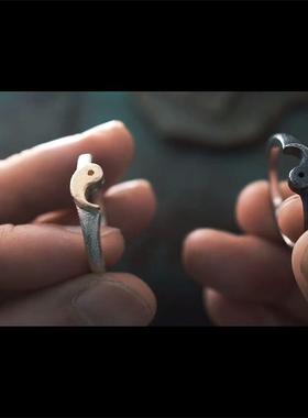 原创龙头·阴阳戒叠戴指环小众设计独特复古做旧高级感男女情侣款