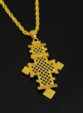 跨境24埃塞俄比亚大十字架珠宝吊坠金色非洲厄立特里亚传统婚礼