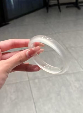 天然高冰种石英岩手镯白月光独龙玉白色水沫玉荔枝冻玉石手镯