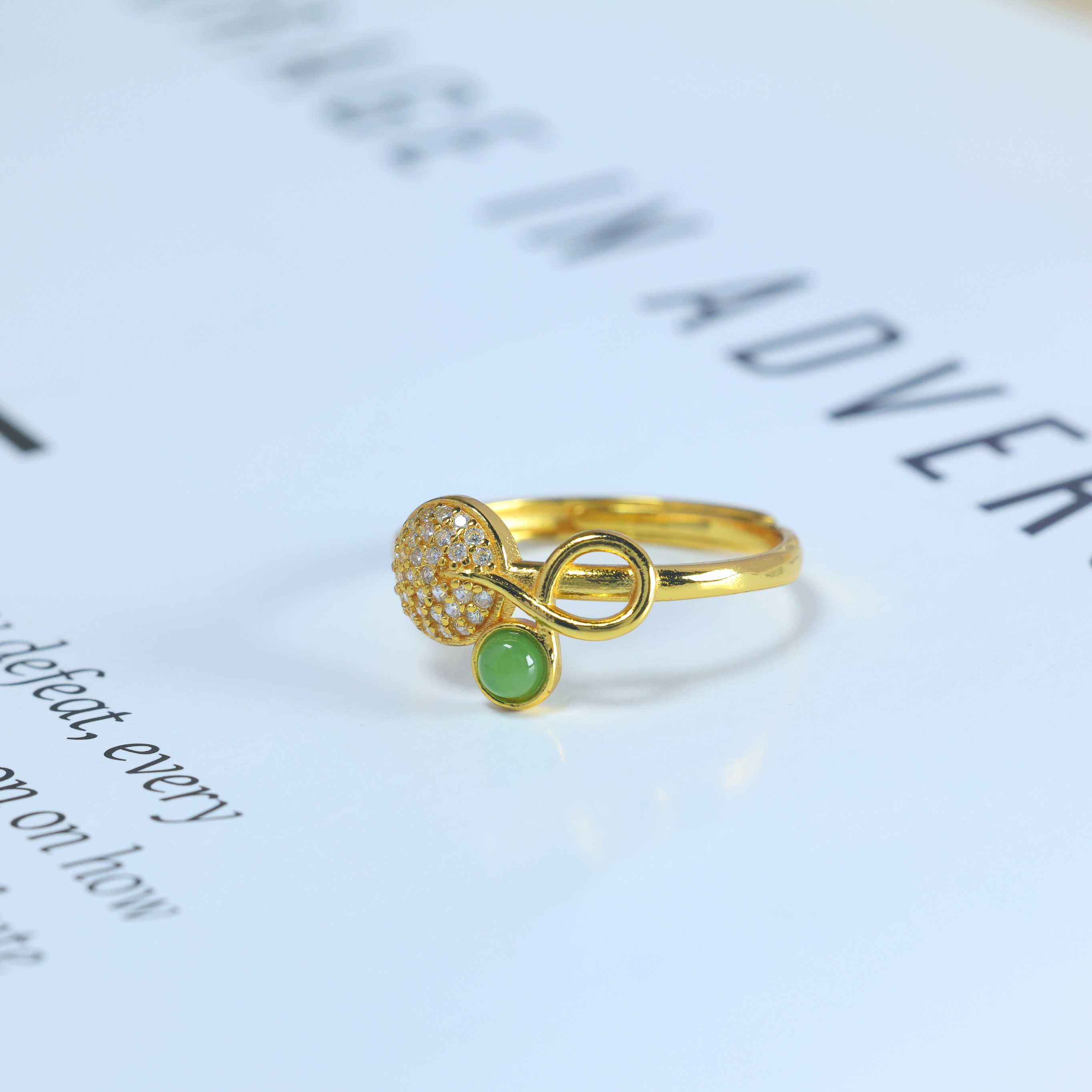 S925 silver inlaid Hetian jade jasper ring 11073