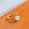 S925 silver inlaid with Hetian jade beads ring 1025