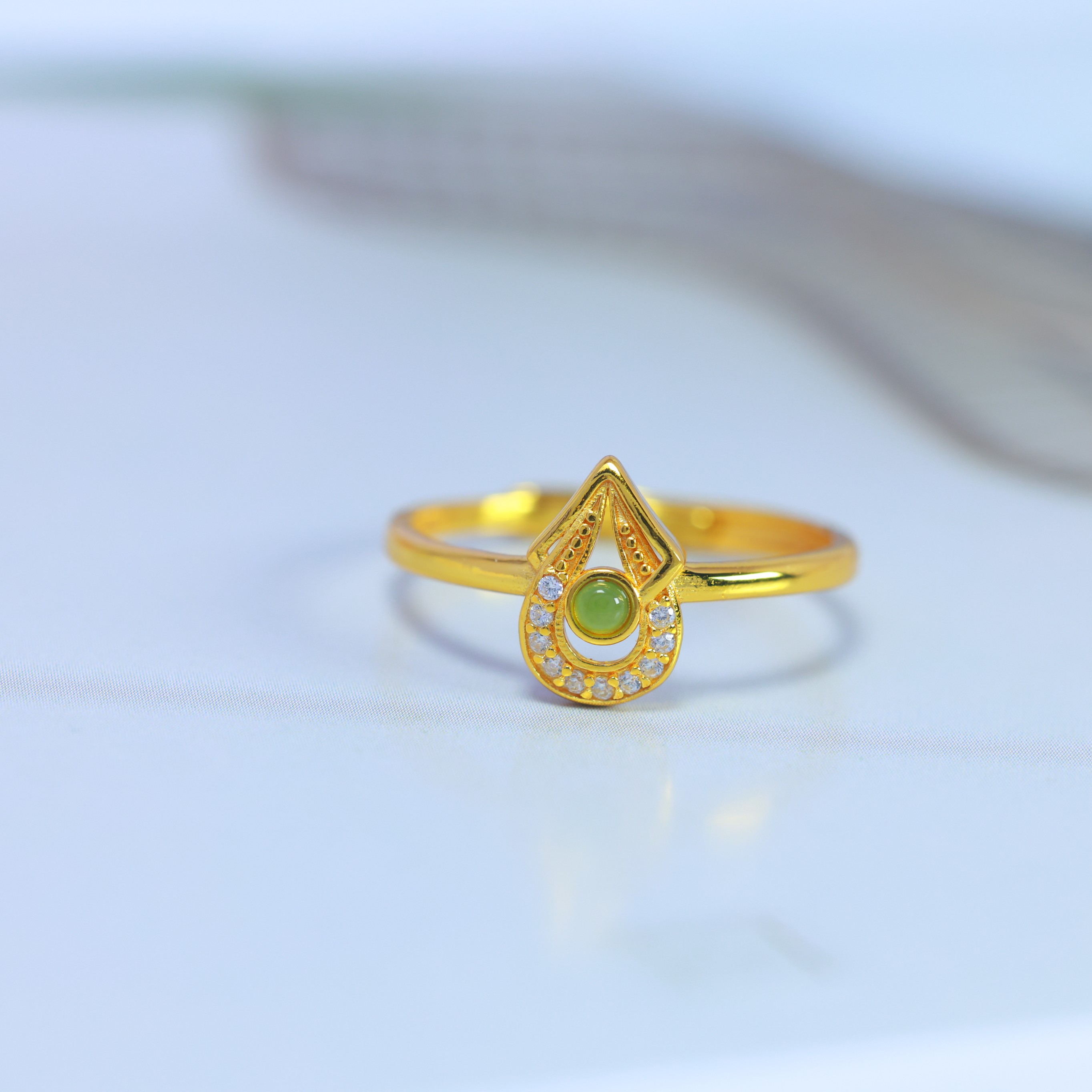 S925 silver inlaid Hetian jade jasper ring 11177
