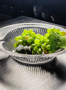 水晶玻璃盆水果盘果盘凉菜沙拉y托盘自助餐展示罩带盖大号商用高