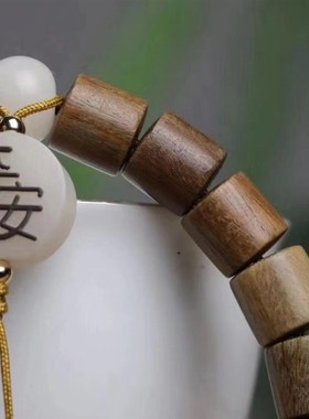 现货速发绿檀木檀香桶珠尺寸0.8厘米手链16厘米手围男情侣手串