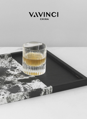 现货速发新品复古轻奢毛皮纹相框托盘摆件皮质像框样板间卧室床头