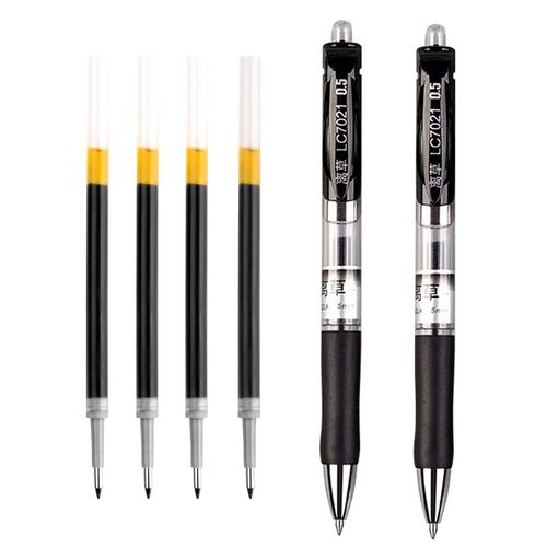 100支按动笔芯筒装按动式中性笔芯0.5黑色子弹头学生用刷题粗管大容量按压式替换替芯碳素水性黑笔心送晨光笔 - 图3