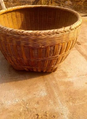 民俗老物件老挑担农家p乐民俗展览扁担加挑筐怀旧复古老农具道具