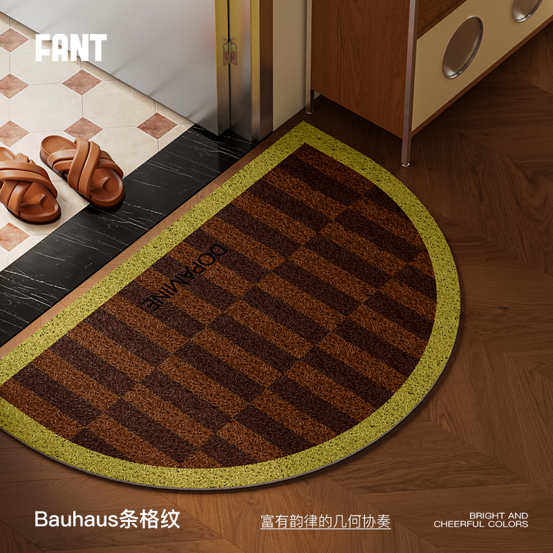 午后柏林中古风半圆丝圈入户地垫进门垫防滑耐磨蹭土可裁剪脚垫子 - 图1