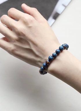 8mm水蓝色非遗大漆手串漆珠女檀木佛珠手链彰髹手工漆器念珠0985