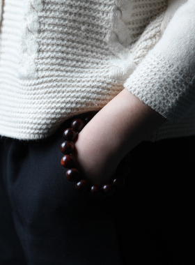 海南黄花梨手串佩戴级紫油梨单圈男女手链念珠海黄檀木佛珠c 15mm