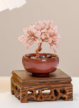 创意水晶树聚宝盆小摆件陶瓷底座客厅玄关电视柜办公室桌面装饰品