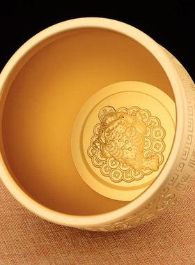 百福财缸黄铜米缸摆件家居客厅装饰品招聚纯财大百福财缸聚宝盆