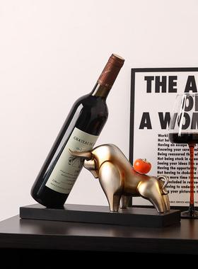 牛气冲天红酒架摆件家居饰品现代客厅酒柜电视柜餐桌牛市高档摆设