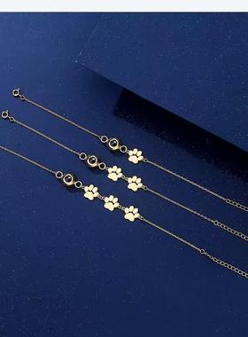 跨境热卖激光名称动物狗猫爪子魅力手链用于个性化投影情人节礼物