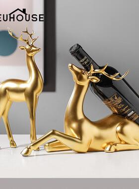 物金欧RDW3008色鹿酒架欧式树脂批工艺品家居酒柜动装饰式摆件发