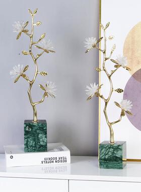 北欧现代奢轻色黄铜树枝水晶摆装件样板间客厅玄关KF-M404装金饰