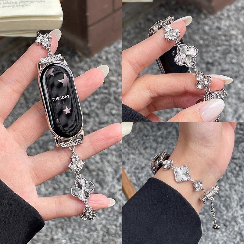 小众适用小米10表带四叶草金属小米手环9nfc轻奢女款高颜值手表带 - 图1