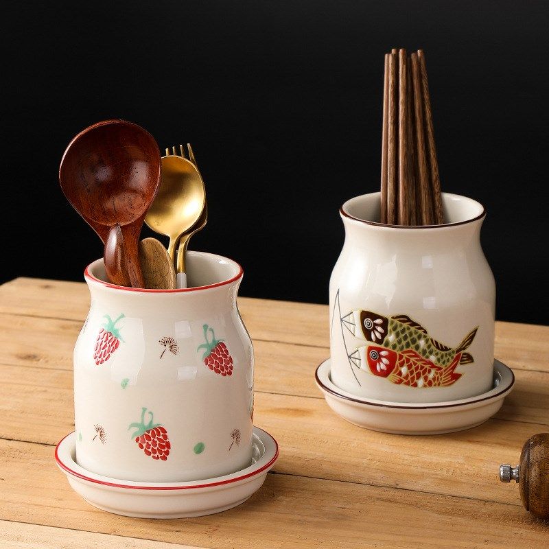 日式陶瓷筷c子筒创意新款筷笼家用多功能沥水筷篓置物厨房餐具收,淘宝优惠券,粉丝福利购,淘宝优惠卷