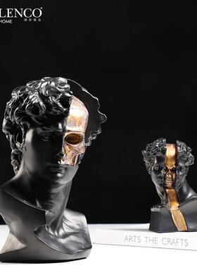 创意复古极简黑胶大卫树脂摆件售楼处客厅电视柜高级感装饰小雕塑