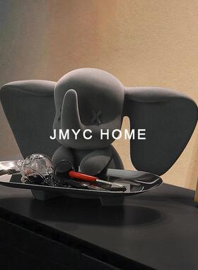 简约现代入户玄关小飞象钥匙收纳托盘摆件家居客厅电视柜书房饰品