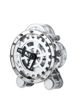 现代简约轻奢银色机械时钟摆件书房书架客厅售楼部样板房桌面饰品