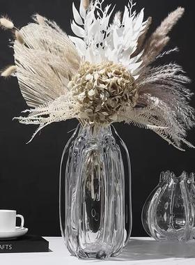 现代简约透明玻璃花瓶家居餐桌面花束插花器样板房间软装饰品