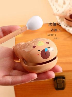 创意卡皮巴拉木鱼解压摆件可爱